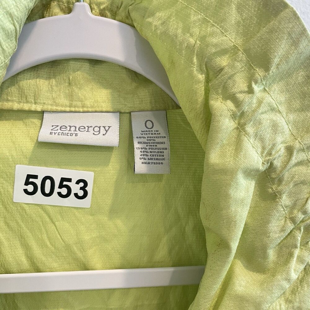 Zenergy By Chico's Neon Yellow Green Full Zip Windbreaker 0 / XS Womens Colorful - Picture 10 of 10